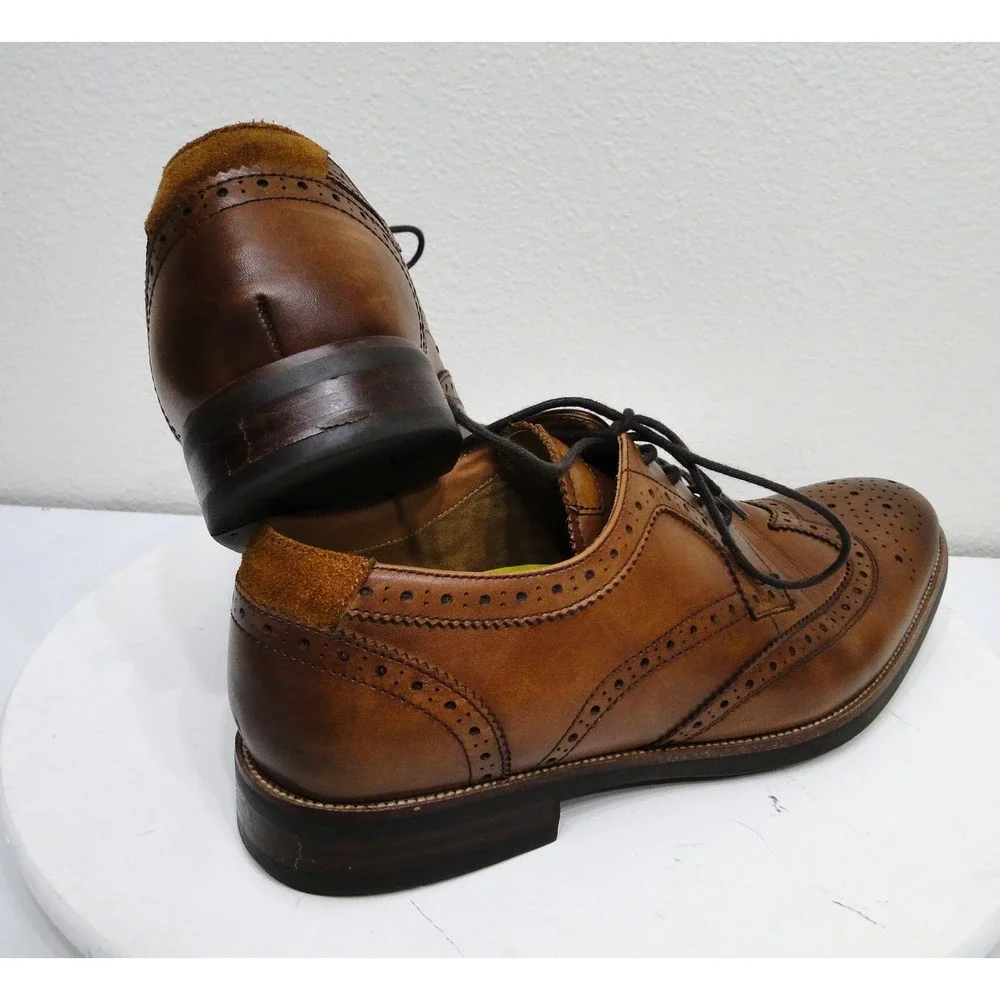 Florsheim Comfortech Upscale Wingtip Oxford‎ Cognac Brown Leather Mens 9.5 11956